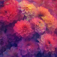 Obraz premium Vibrant Bouquet of Flowers in Watercolor, Abstract Flower Art Print