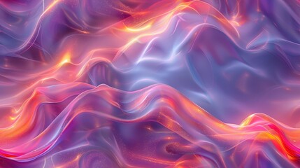 Abstract 3D Background with Wavy Lines and Glowing Lights