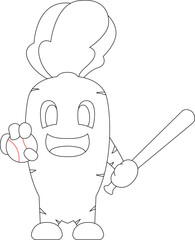 Carrot Baseball Baseball bat Sports Vector Graphic Art Illustration