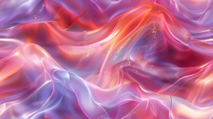 Obraz premium Abstract 3D Background with Pink and Orange Swirls and Shimmering Particles