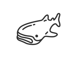 ジンベイザメのアイコン（線画）のイラスト