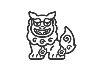 シーサーのアイコン（線画）のイラスト