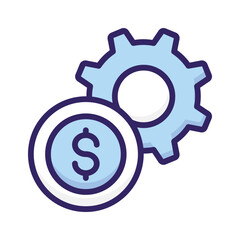 Dollar coin with cogwheel showing concept vector of money management