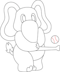 Elephant Baseball Sports Animal Vector Graphic Art Illustration
