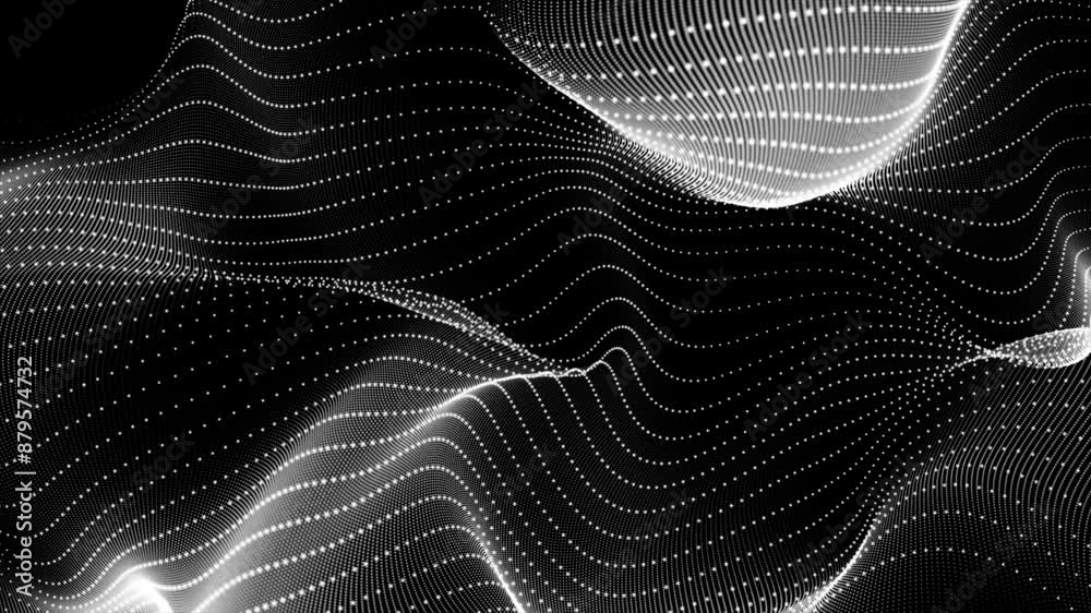 Poster abstract motion digital white dots wave animated futuristic technology background. abstract dots bac