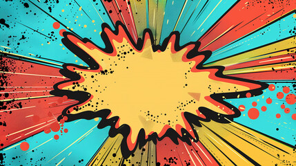 A dynamic frame featuring a comic speed line effect is paired with a Pop Art half-tone retro background