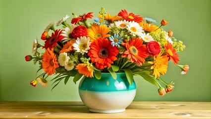 vase with flowers on a bright minimalist background