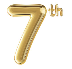 7th Anniversary Gold Number 3D