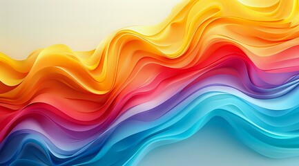An abstract digital artwork featuring vibrant waves of colorful ribbons flowing dynamically, ideal for modern design, creativity, and artistic projects.