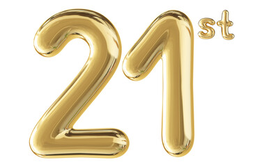 21st Anniversary Gold Number 3D