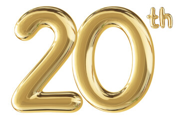 20th Anniversary Gold Number 3D