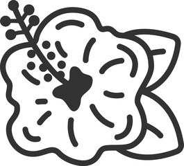 ハイビスカスの花のアイコン（線画）のイラスト