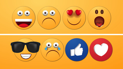 set of smiles, set of 3d realistic emoji