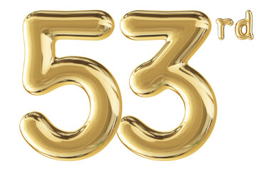 53rd Anniversary Gold Number 3D