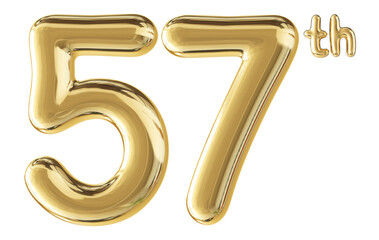 57th Anniversary Gold Number 3D