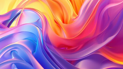 Obraz premium Abstract 3D Illustration of Swirling Purple, Yellow, and Orange Shapes