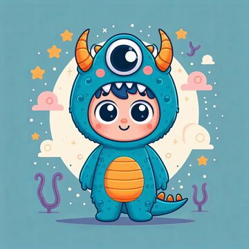 Kid Creature in Adorable Monster Attire