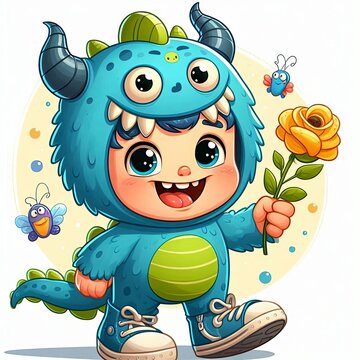 Child in Cuddly Monster Jumpsuit