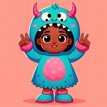 Friendly Monster Child in Cozy Pajamas