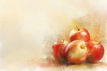 Vibrant Watercolor Apples on a Textured Backdrop
