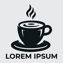 Stylish Black Coffee Cup Vector Silhouette for Logo Design, graphics design