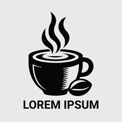 Stylish Black Coffee Cup Vector Silhouette for Logo Design, graphics design