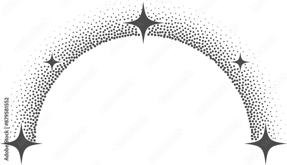 Wall mural magic stars elements with sparks and celestial frame. shape with glitter. bohemian mystic arch with 