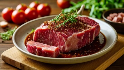 Obraz premium Deliciously grilled steak ready to be savored