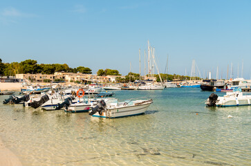 Fototapeta premium Harbour of San Vito Lo Capo on mediterranean sea, province of Trapani, Sicily, Italy