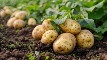 Bountiful Potato Field:A Rich Harvest of Earthy Goodness in Vibrant Hues 