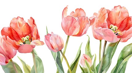 Watercolor Tulips Border