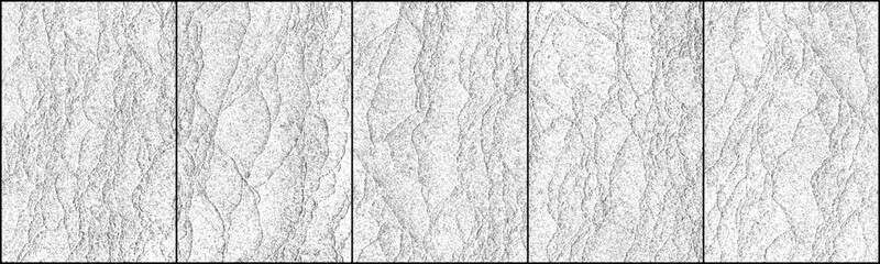 Distressed black pattern texture. Dark old texture on white background. Paper overlay. Wall frame. Grunge effect. Vector design elements. Set illustration, EPS 10.	