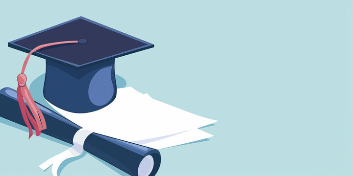 Vektor 2D-Grafik Doktorhut mit Abschlusszertifikat