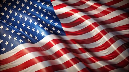 Star-spangled American flag waves proudly against a bold, patriotic red, white, and blue striped background for US election graphics.