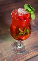  Vibrant strawberry cocktail with mint and ice will refresh you on a hot day
