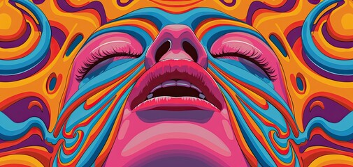 Vivid Abstract Art of a Woman's Face with Colorful Swirls