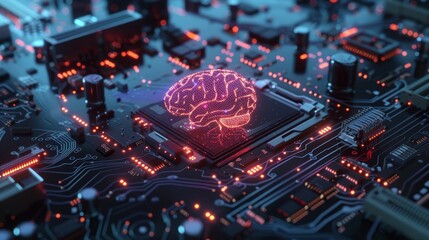 Stock, AI, and processor chip background LLMs