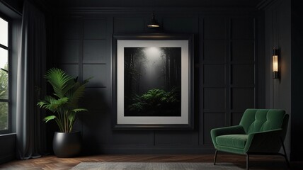 living room with a frame