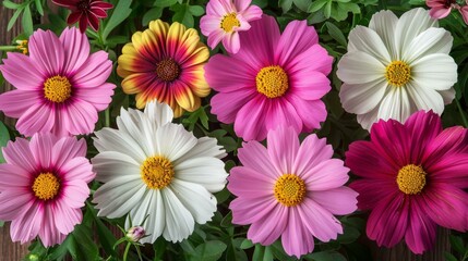 Vibrant Mix of Pink and White Zinnia Flowers
