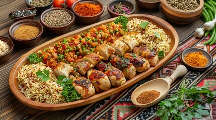 A Feast of Flavors: Grilled Chicken, Rice, and Vegetable Medley