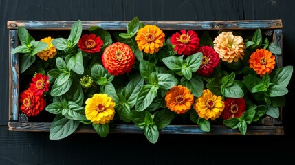 Vibrant Flower Planter with Orange and Yellow Blooms