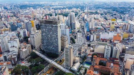 Visão aérea do centro da cidade de são paulo, sp, brasil próximo ao viaduto do chá