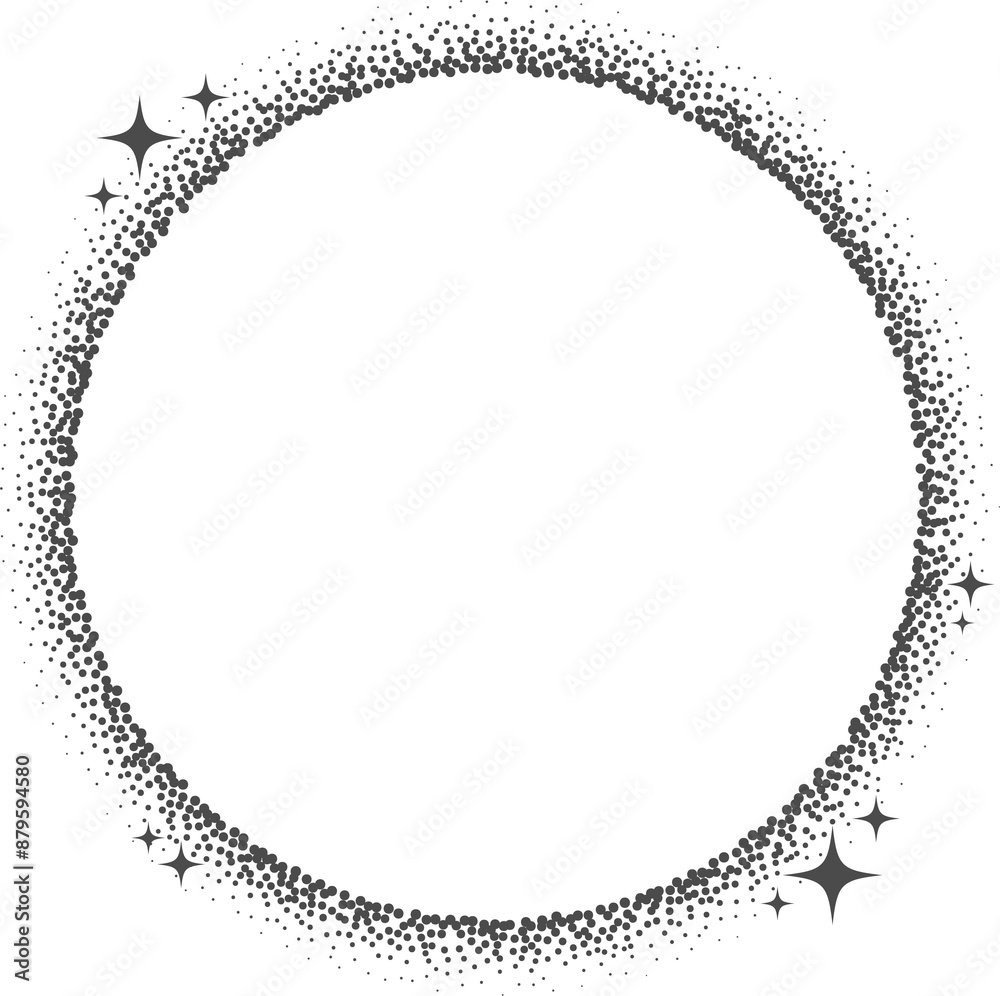 Wall mural magic stars element with sparks. celestial circle frame. shape with glitter. bohemian mystic round w