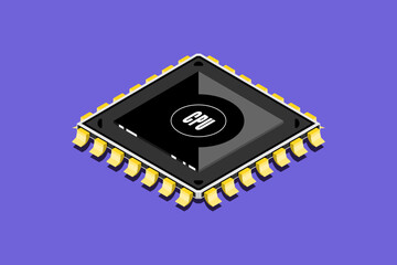 Fototapeta premium Chip semiconductor on isolated background, Vector illustration.