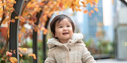 A Child's Joy Amidst Autumn Leaves
