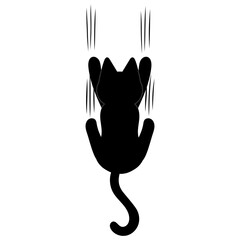 cute black cat is scratching the wall until damaged illustration 