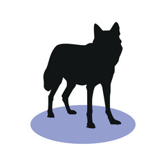 Wolf black silhouette. Vector drawing on a white background.
