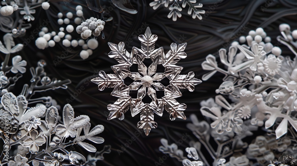 Poster the snowflake combines with other elements to add elegance and uniqueness to the design.