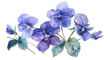 Fototapeta premium Watercolor Painting of Purple Pansies