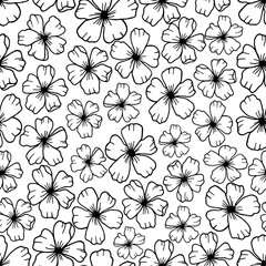 Seamless floral pattern in vintage style. Leaves and herbs. Botanical illustration. Vector design elements.Black and white.